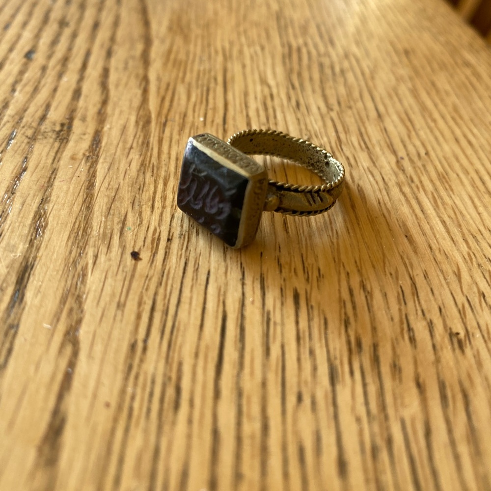 Boho brass and black ring